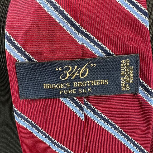 Brooks Brothers 346 Silk Tie Repp Stripe Burgundy Blue Diagonal - Picture 3 of 3